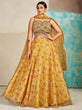Load image into Gallery viewer, Mustard Organza Floral Lehenga Choli for Womens For Indian Festival &amp; Weddings - Print Work, Mirror Work, Thread Embroidery Work Clothsvilla