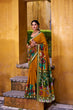Load image into Gallery viewer, Mustard Polyester Viscose Chanderi Saree with Kalamkari Print &amp; Zari Weaving ClothsVilla