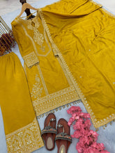 Load image into Gallery viewer, Mustard Premium Designer Ready-to-Wear Top, Plazzo &amp; Dupatta Set Clothsvilla