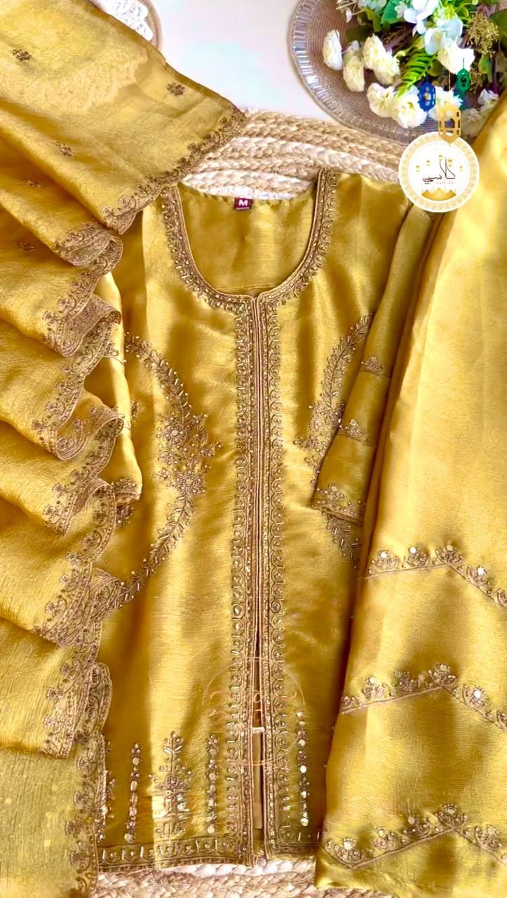 Mustard Premium Designer Readymade Top, Plazzo & Dupatta Collection – Party Wear Edition ClothsVilla