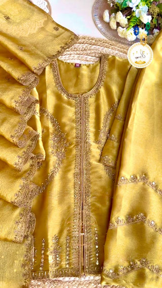 Mustard Premium Designer Readymade Top, Plazzo & Dupatta Collection – Party Wear Edition ClothsVilla