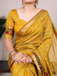 Load image into Gallery viewer, Mustard Printed Chanderi Saree with Zari Weaving Work Polyester Viscose Clothsvilla