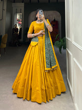 Load image into Gallery viewer, Mustard Pure Cotton Lehenga Choli Set with Purse ClothsVilla