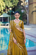 Load image into Gallery viewer, Mustard Rangoli Crush Lehenga ClothsVilla