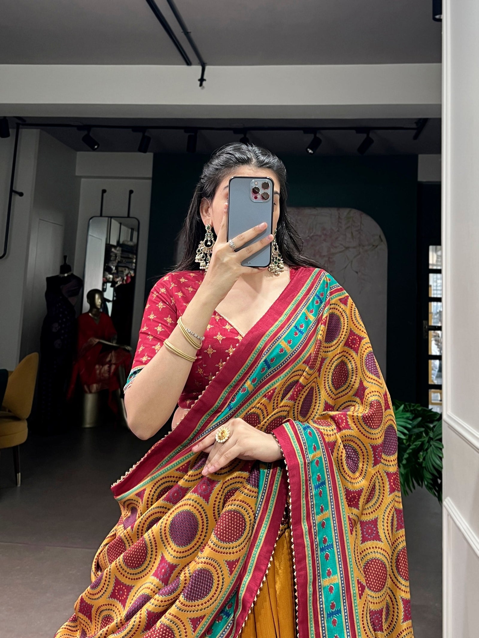Mustard Silk Printed Lehenga Set ClothsVilla