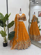 Load image into Gallery viewer, Mustard Stylish Faux Georgette Lehenga Choli Set with Sequin Embroidery &amp; Side Zip Closure – With Dupatta ClothsVilla