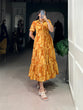 Load image into Gallery viewer, Mustard Sun-Kissed Elegance Floral Georgette Frock ClothsVilla