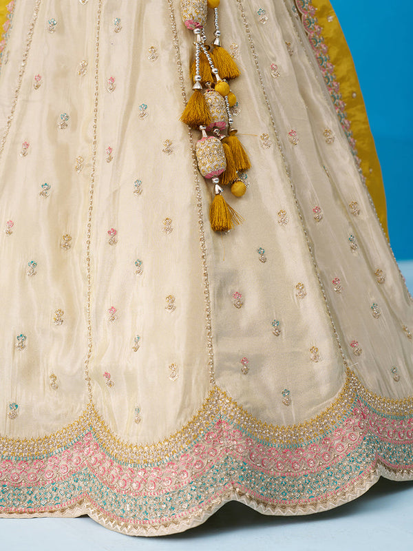 Tissue Sequins Embroidered Semi-Stitched Lehenga & Unstitched Blouse With Dupatta Clothsvilla