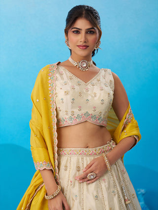 Tissue Sequins Embroidered Semi-Stitched Lehenga & Unstitched Blouse With Dupatta Clothsvilla