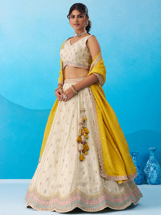 Tissue Sequins Embroidered Semi-Stitched Lehenga & Unstitched Blouse With Dupatta Clothsvilla