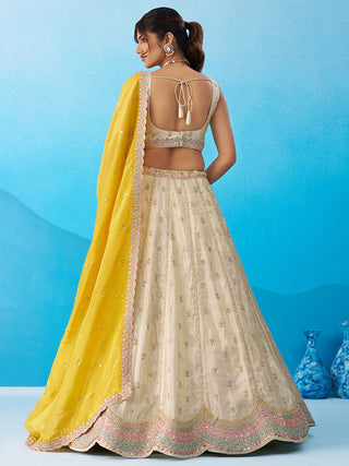 Tissue Sequins Embroidered Semi-Stitched Lehenga & Unstitched Blouse With Dupatta Clothsvilla