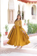 Load image into Gallery viewer, Mustard Vichitra Sequins &amp; Zari Embroidered Gown with 4.2-Meter Flair &amp; Matching Embroidered Dupatta – Full-Sleeve Designer Anarkali Gown Set ClothsVilla