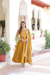 Load image into Gallery viewer, Mustard Vichitra Sequins &amp; Zari Embroidered Gown with 4.2-Meter Flair &amp; Matching Embroidered Dupatta – Full-Sleeve Designer Anarkali Gown Set ClothsVilla