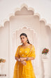 Load image into Gallery viewer, Mustard Yellow Butterfly Net Lehenga with Thread &amp; Mirror Work Embroidery Clothsvilla