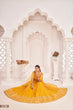 Load image into Gallery viewer, Mustard Yellow Butterfly Net Lehenga with Thread &amp; Mirror Work Embroidery Clothsvilla
