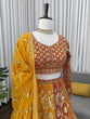 Load image into Gallery viewer, Mustard Yellow Designer Faux Georgette Lehenga Choli with Dupatta ClothsVilla