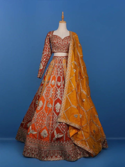 Mustard Yellow Designer Faux Georgette Lehenga Choli with Dupatta ClothsVilla Main image