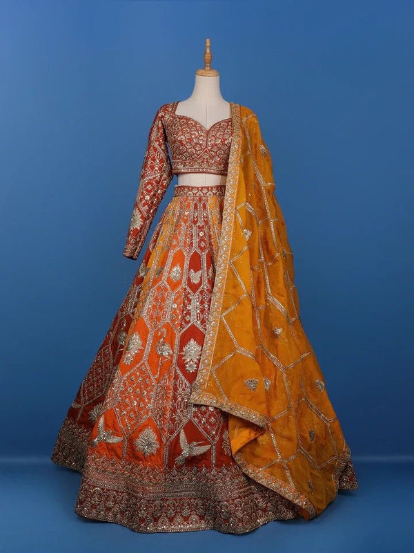 Mustard Yellow Designer Faux Georgette Lehenga Choli with Dupatta ClothsVilla