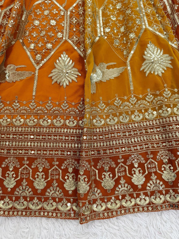 Mustard Yellow Designer Faux Georgette Lehenga Choli with Dupatta ClothsVilla