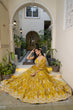 Load image into Gallery viewer, Mustard Yellow Elegant Butterfly Net Lehenga with Intricate Embroidery