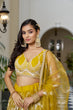 Load image into Gallery viewer, Mustard Yellow Elegant Butterfly Net Lehenga with Intricate Embroidery