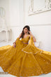 Load image into Gallery viewer, Mustard Yellow Elegant Butterfly Net Lehenga with Tone-to-Tone Embroidery