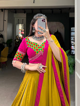 Load image into Gallery viewer, Mustard Yellow Pure Rayon Lehenga Choli with Intricate Gamthi Work ClothsVilla