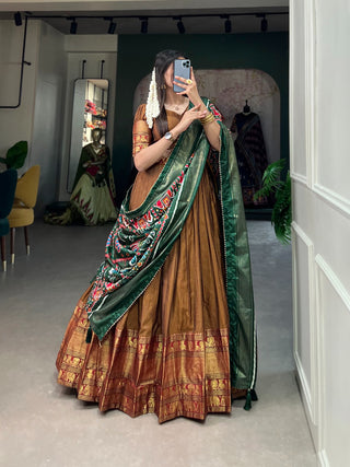 Traditional Mustard Zari Weave Lehenga Choli Set ClothsVilla