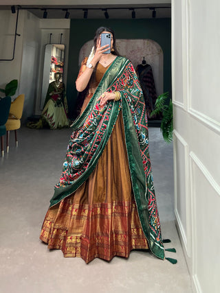 Traditional Mustard Zari Weave Lehenga Choli Set ClothsVilla