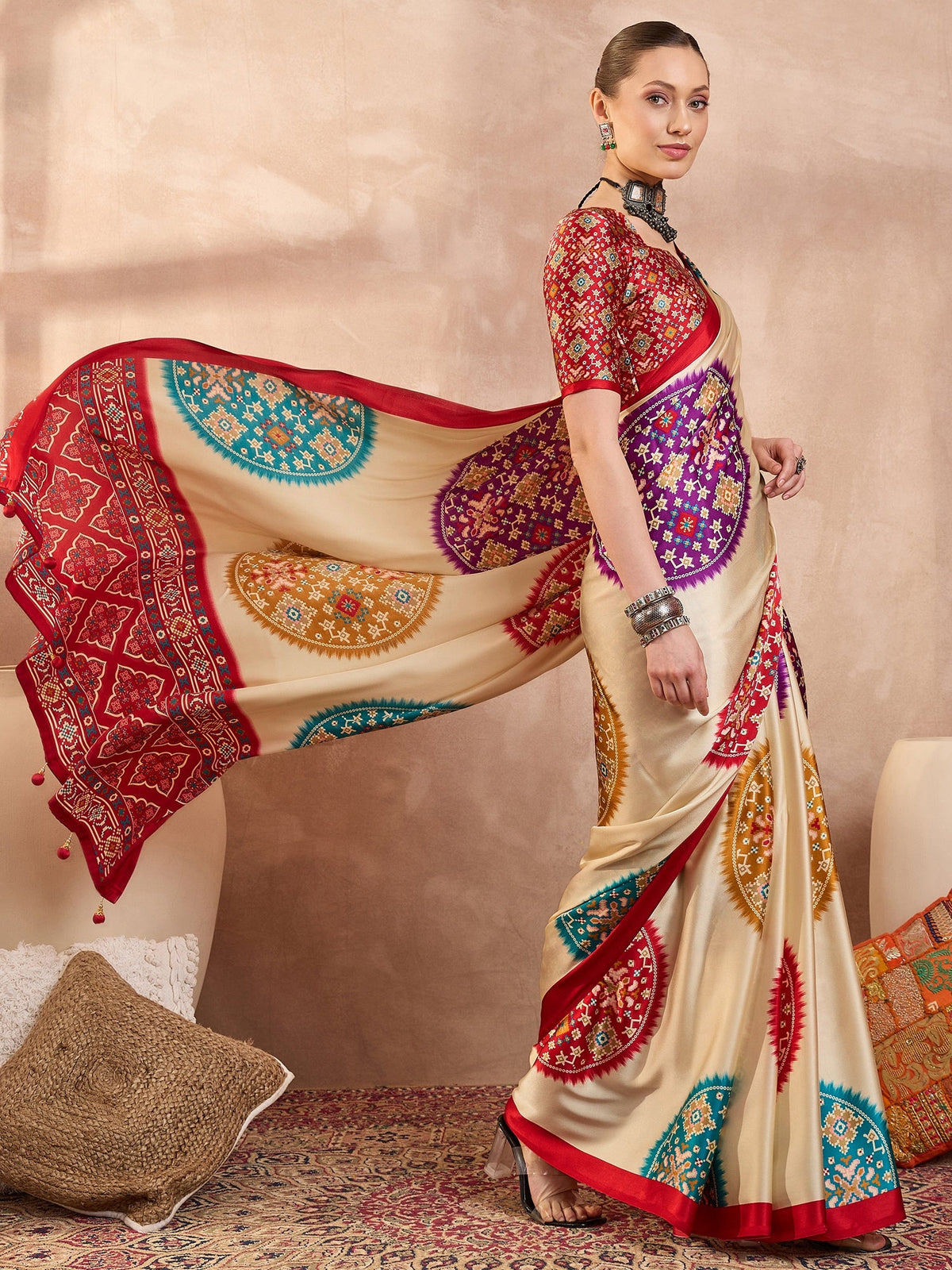 Navisha Lightweight Semi Modal Saree for Festive Occasions ClothsVilla