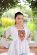 Load image into Gallery viewer, Navratri Special Georgette Schiffli Peplum Top with Kutchi Gamthi Patch Work ClothsVilla