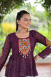 Load image into Gallery viewer, Navratri Special Georgette Schiffli Peplum Top with Kutchi Gamthi Patch Work ClothsVilla