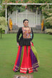 Load image into Gallery viewer, Navratri Special Multi-Color Lehenga with Black Peplum Top Kutchi Gamthi Work Full-Stitched Garba Outfit ClothsVilla