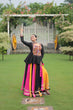 Load image into Gallery viewer, Navratri Special Multi-Color Lehenga with Black Peplum Top Kutchi Gamthi Work Full-Stitched Garba Outfit ClothsVilla