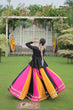 Load image into Gallery viewer, Navratri Special Multi-Color Lehenga with Black Peplum Top Kutchi Gamthi Work Full-Stitched Garba Outfit ClothsVilla