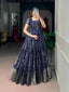 Navy Blue Bandhej Print Long Dress ClothsVilla