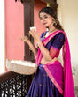 Load image into Gallery viewer, Navy Blue Cotton Silk Paithani Weaving Lehenga Set – A Timeless Cultural Elegance