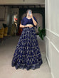 Load image into Gallery viewer, Navy Blue Crushed Georgette Lehenga Choli Set with Sequin Embroidery ClothsVilla