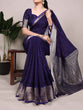 Load image into Gallery viewer, Navy Blue Elegant Chinon Saree with Self Print &amp; Zari Weaving Work Unstitched Blouse Included ClothsVilla