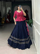 Load image into Gallery viewer, Navy Blue Elegant Cotton Co-ord Set – Bandhej &amp; Gota Patti Charm
