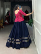 Load image into Gallery viewer, Navy Blue Elegant Cotton Co-ord Set – Bandhej &amp; Gota Patti Charm