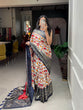 Load image into Gallery viewer, Navy Blue Elegant Dola Silk Patola Print Saree with Foil Work Border