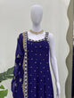 Load image into Gallery viewer, Navy Blue Elegant Faux Georgette Embroidered Gown with Dupatta ClothsVilla