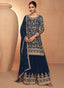 Navy Blue Elegant Full-Stitched Chinon Embroidered Suit Set with Dupatta ClothsVilla