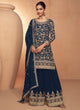 Load image into Gallery viewer, Navy Blue Elegant Full-Stitched Chinon Embroidered Suit Set with Dupatta ClothsVilla