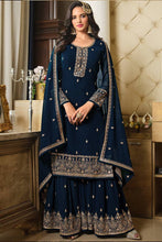 Load image into Gallery viewer, Navy Blue Embroidered Georgette Pakistani Suit