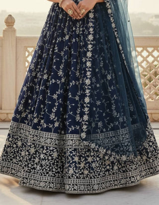 Navy Blue Embroidered Lehenga Choli ClothsVilla