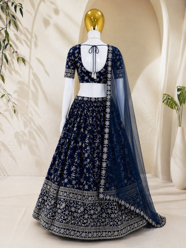 Navy Blue Embroidered Lehenga Choli ClothsVilla