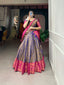 Navy Blue Exquisite Kanjivaram Silk Lehenga Choli with Zari Weaving ClothsVilla