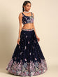 Load image into Gallery viewer, Navy blue Georgette Sequin-Thread embroidery Semi-Stitched Lehenga choli Clothsvilla